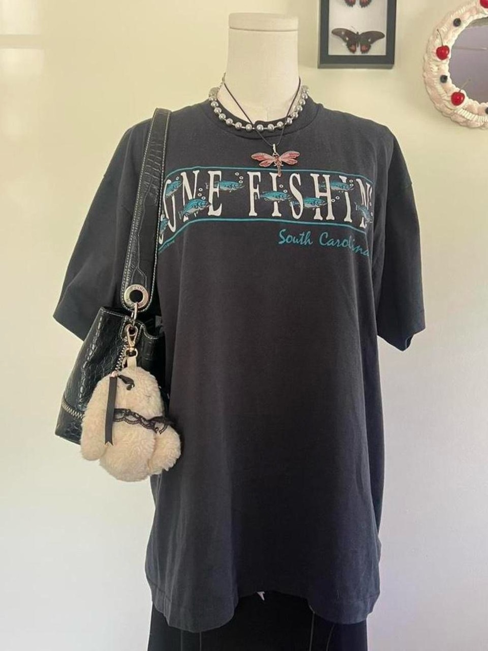 Vintage 1990 birdlegs Gone Fishing south carolina tourist T shirt